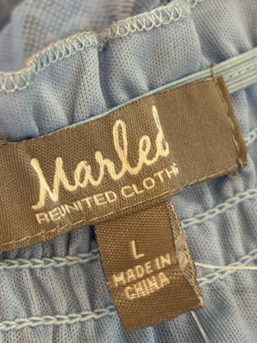Marled Chambray Blue Off-Shoulder Lace Blouse Large NWT - Picture 5 of 7